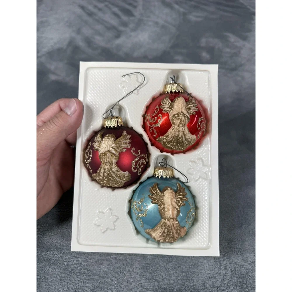 Vintage Tradition‎ Christmas Glass Ornaments 3 Angels Kurt Adler West Germany